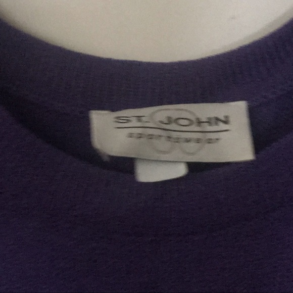 St John Knit Purple Jumper Jumpsuit sz 6 Sleeveless Knee Length Jumpsuit Summer - Picture 8 of 16